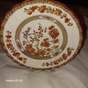VTG COPELAND SPODE INDIA TREE SAUCER PORCELAIN ORANGE RUST 6"5 ON A CREAM EARTHE
